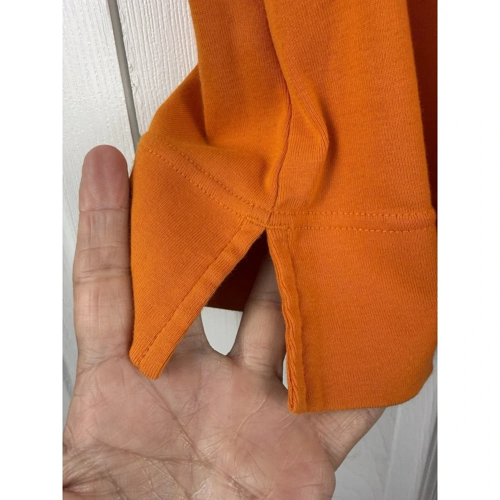 Tory Burch Women Orange Ribbed Short Sleeve Polo‎ Shirt Size Large